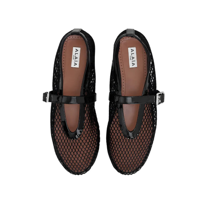 Alaïa Fishnet Ballerina Flats | Black