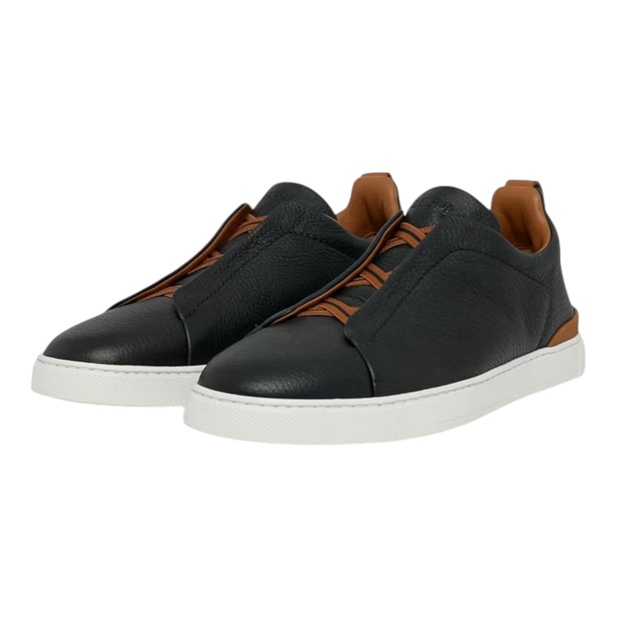 ZEGNA BLACK DEERSKIN TRIPLE STITCH™ SNEAKERS