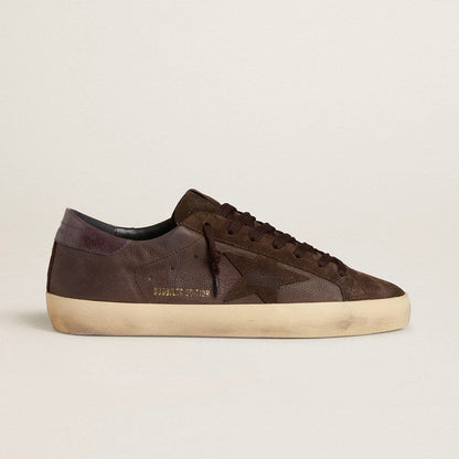 Golden Goose Super-Star LTD in brown nubuck with suede star and purple leather heel tab(Men)