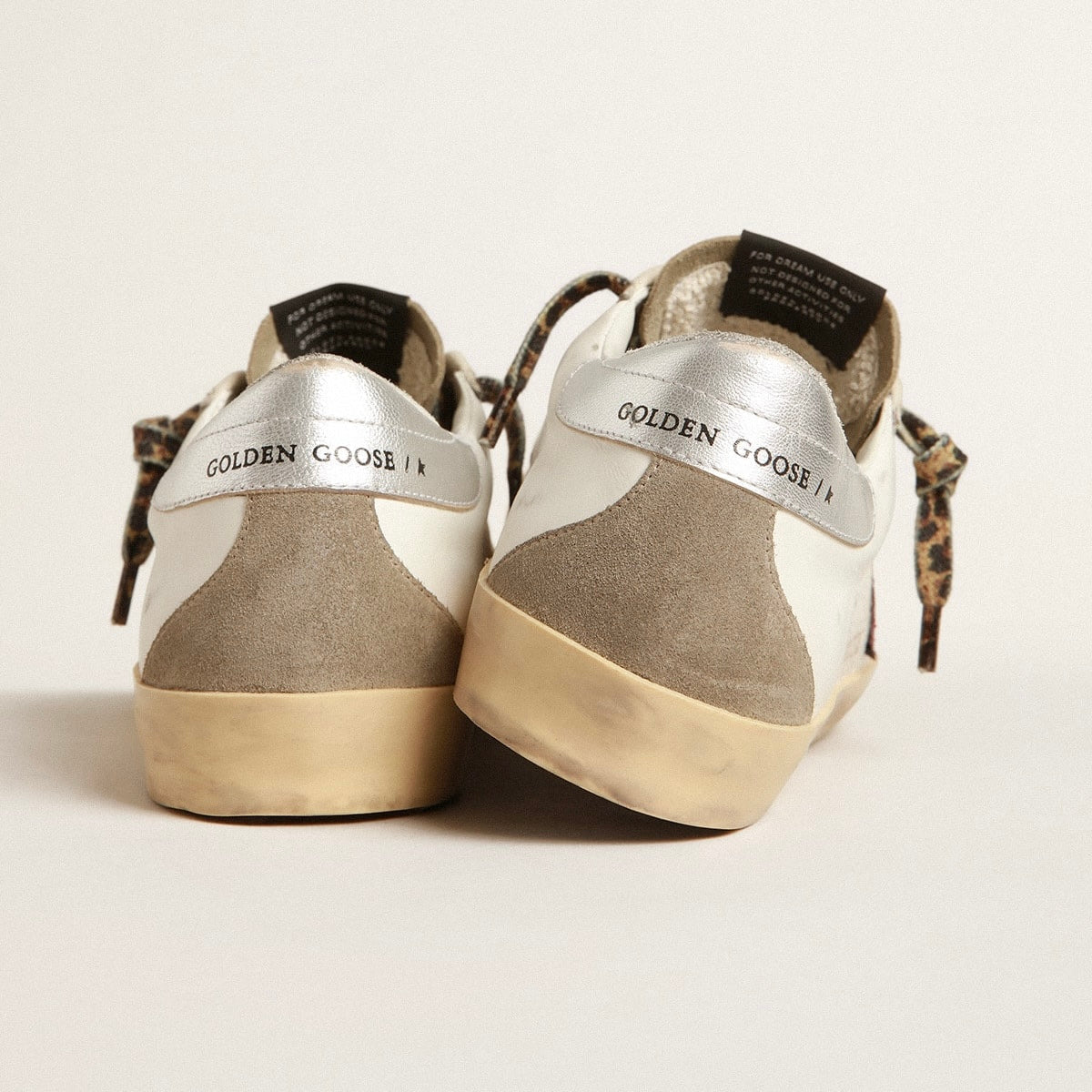 Golden goose Super-Star with burgundy glitter star and silver heel tab