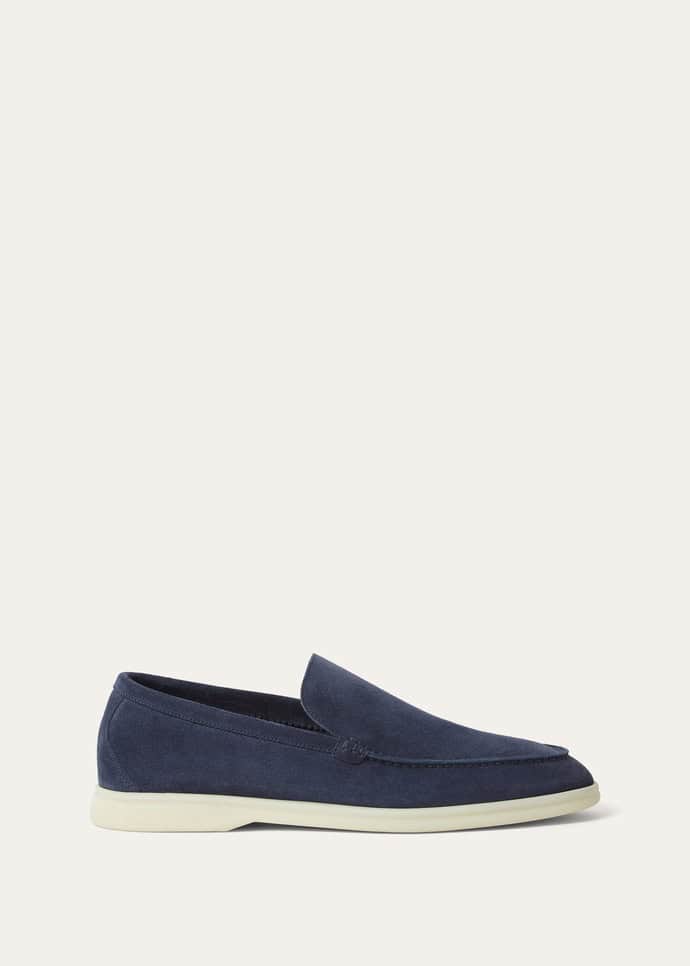Loro Piana Summer Walk Loafer Suede Dark Deep Sea