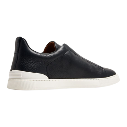 Zegna Navy Blue Deerskin Triple Stitch