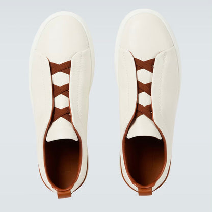 Zegna Triple Stitch leather sneakers WHITE TRIPLE STITCH Off White
