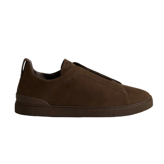 Zegna DARK BROWN TRIPLE STITCH™ SECONDSKIN SNEAKERS