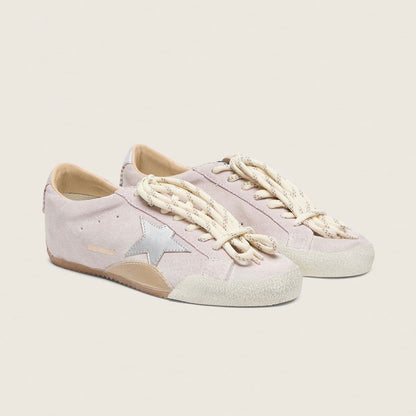 Golden Goos True-Star in pastel pink suede with silver star and heel tab(Women's)