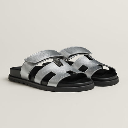 Hermes Chypre Sandals 'Gris Argenté'