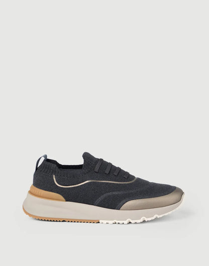 Brunello Cucinelli Techno Cotton Knit Runners With Heat-Bonded Details Night