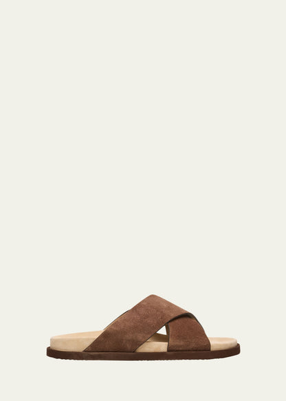 Brunello Cucinelli Brown Suede Crossover Sandals