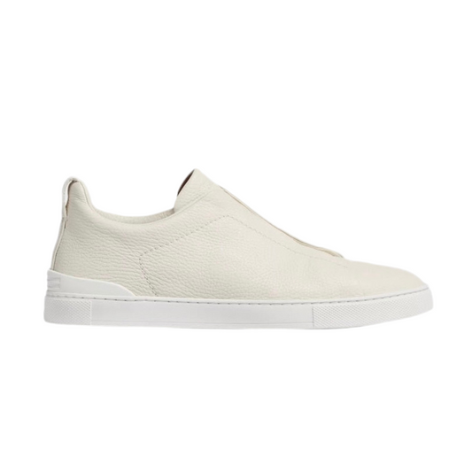 ZEGNA WHITE DEERSKIN TRIPLE STITCH™ SNEAKERS