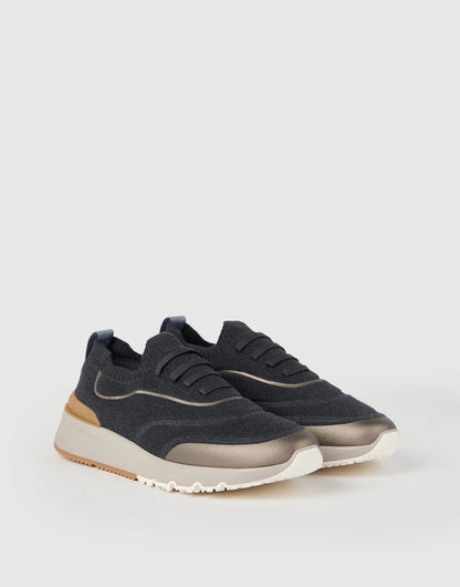 Brunello Cucinelli Techno Cotton Knit Runners With Heat-Bonded Details Night