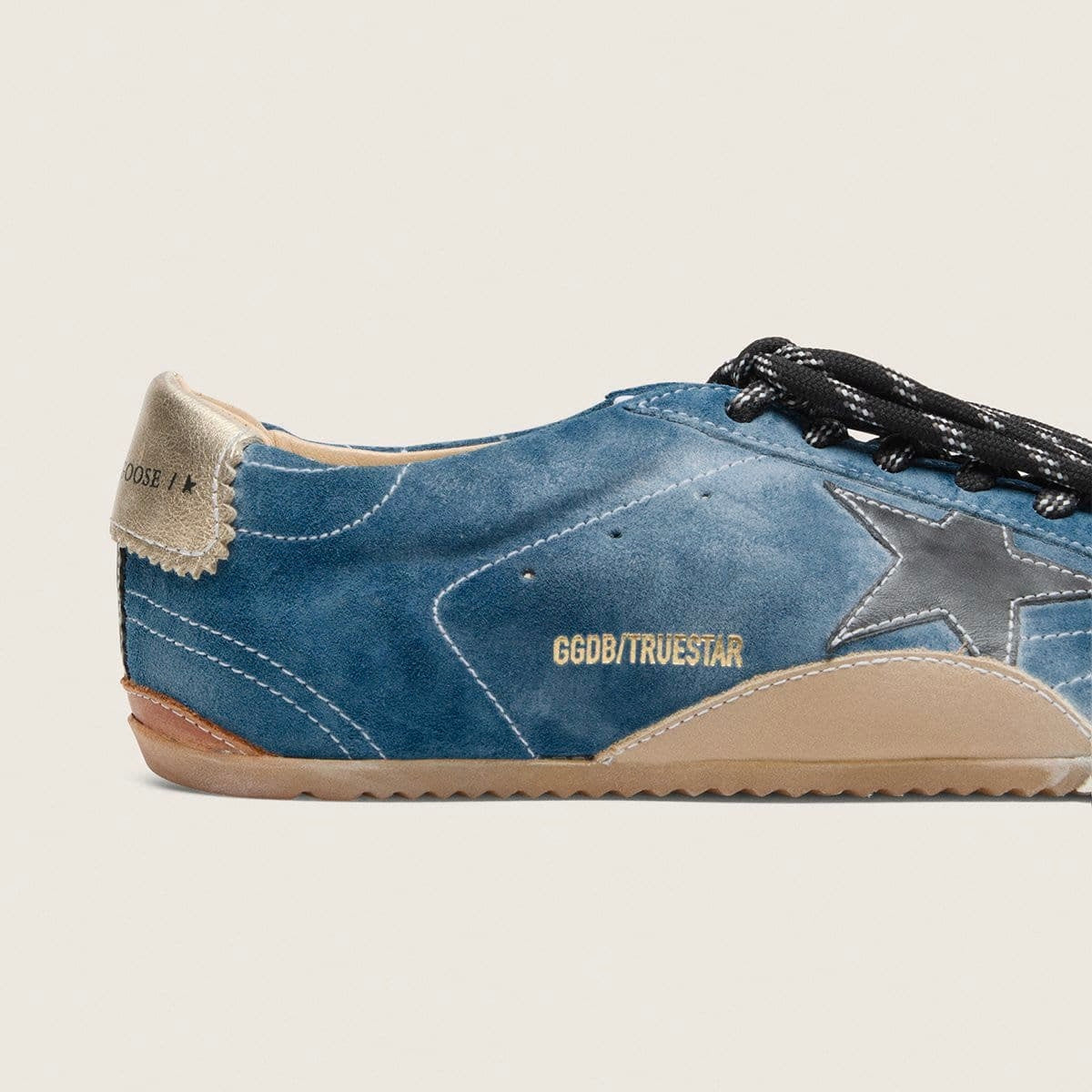 Golden Goose True-Star in teal suede with black star and cream heel tab(Women's)