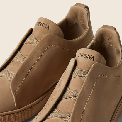 Zegna BEIGE TRIPLE STITCH™ SECONDSKIN SNEAKERS