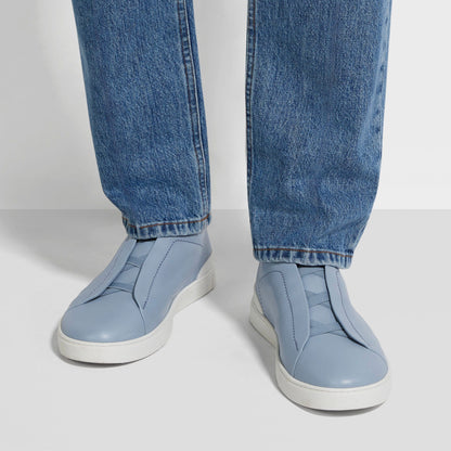 ZEGNA LIGHT BLUE TRIPLE STITCH™ SECONDSKIN SNEAKERS Light Blue