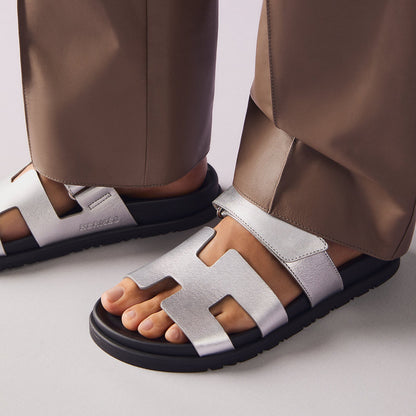 Hermes Chypre Sandals 'Gris Argenté'