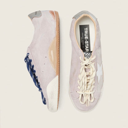 Golden Goos True-Star in pastel pink suede with silver star and heel tab(Women's)