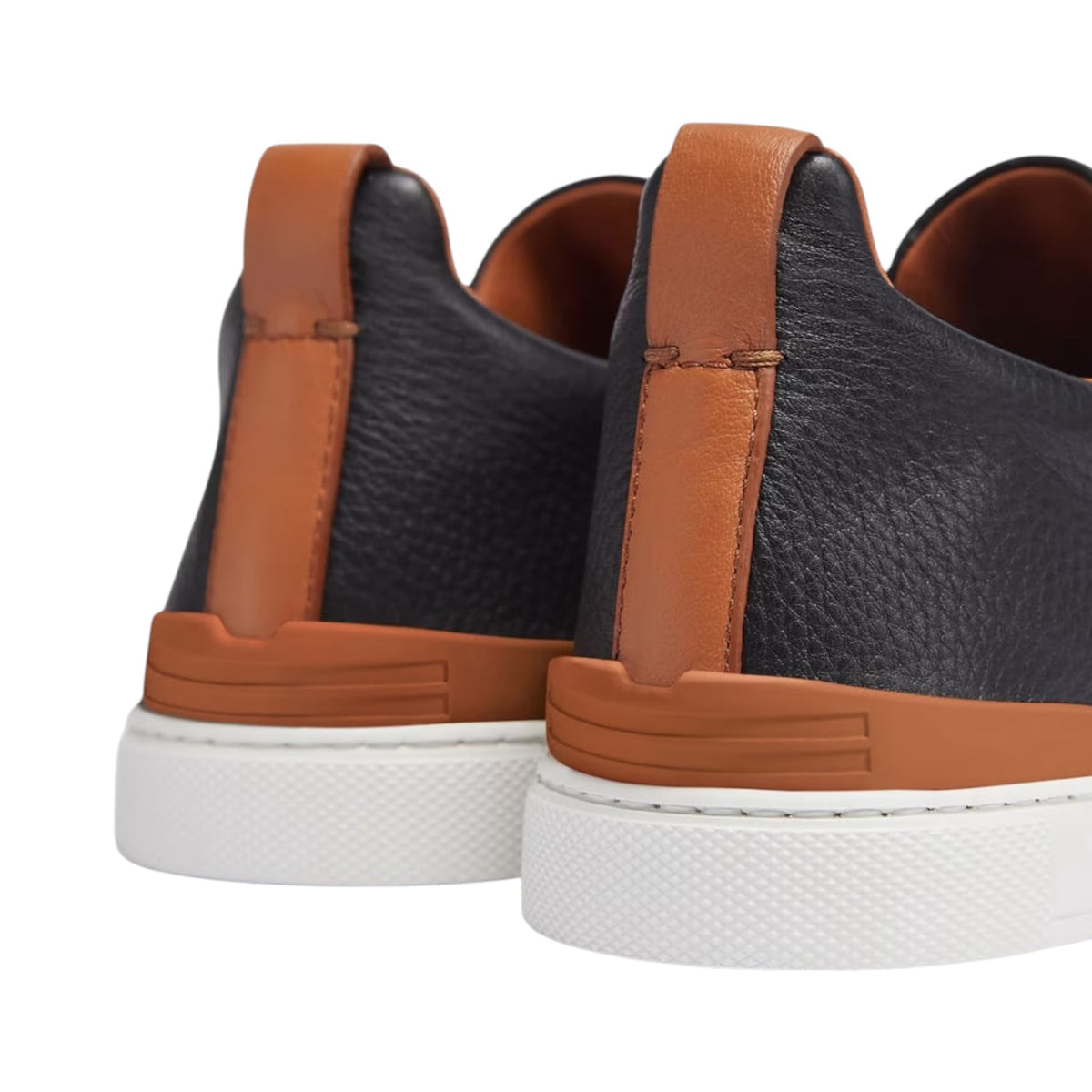 ZEGNA BLACK DEERSKIN TRIPLE STITCH™ SNEAKERS
