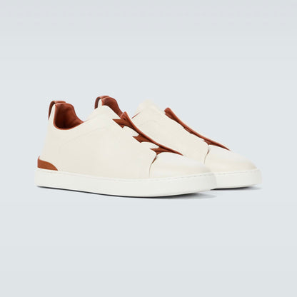 Zegna Triple Stitch leather sneakers WHITE TRIPLE STITCH Off White