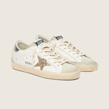 Golden Goose Super-Star – White Ice Gray Gold Glitter