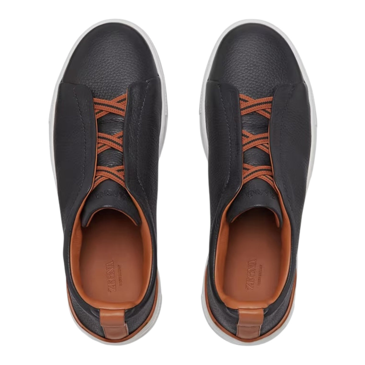 ZEGNA BLACK DEERSKIN TRIPLE STITCH™ SNEAKERS