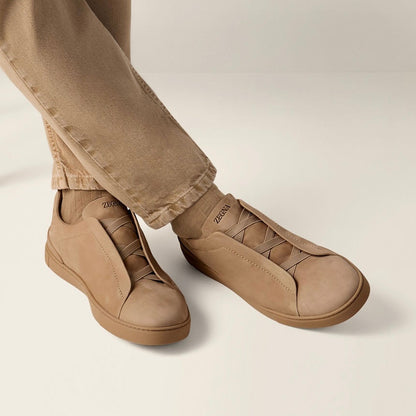 Zegna BEIGE TRIPLE STITCH™ SECONDSKIN SNEAKERS