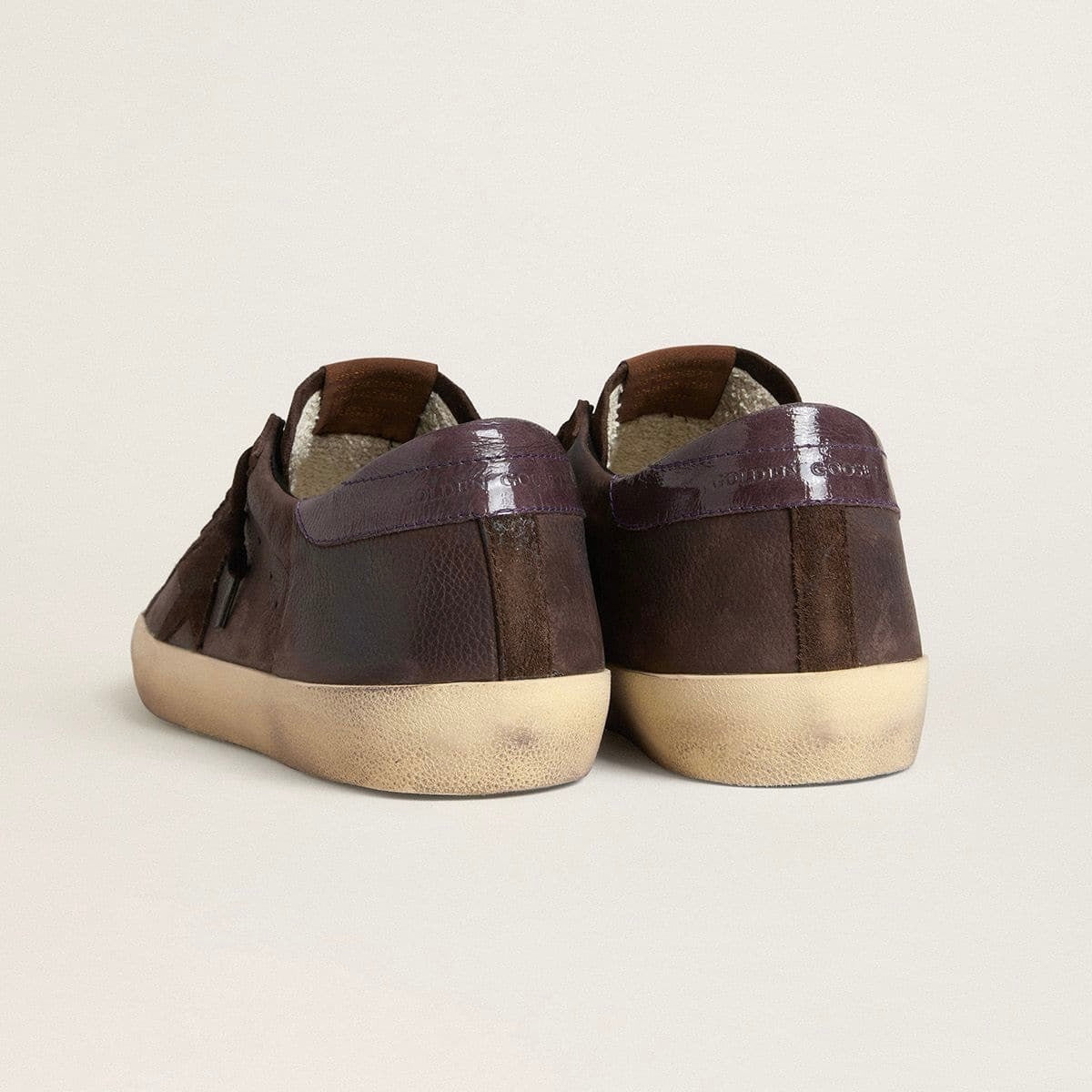 Golden Goose Super-Star LTD in brown nubuck with suede star and purple leather heel tab(Men)