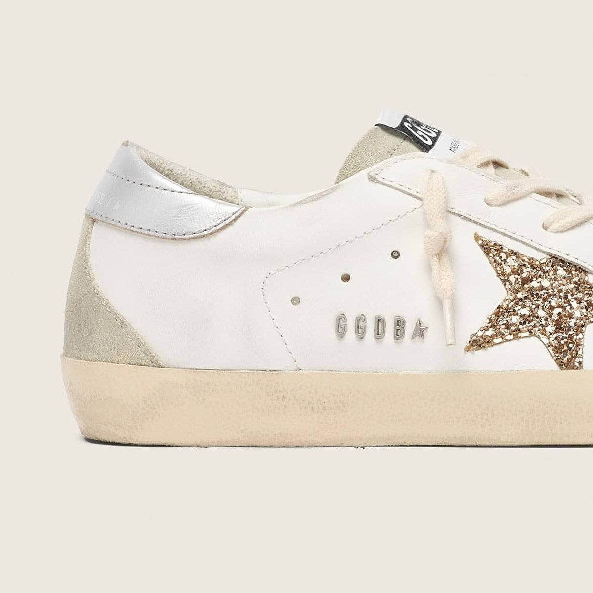 Golden Goose Super-Star – White Ice Gray Gold Glitter