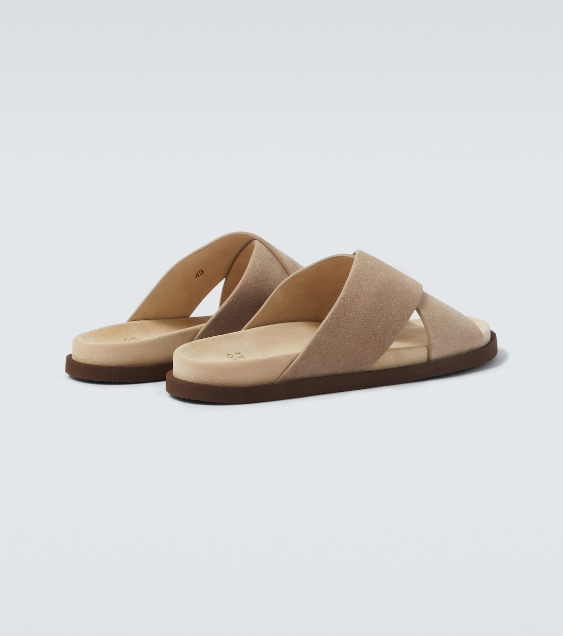 Brunello Cucinelli Biege Suede Crossover Sandals