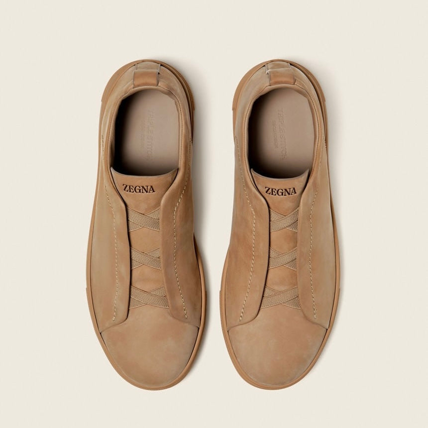 Zegna BEIGE TRIPLE STITCH™ SECONDSKIN SNEAKERS