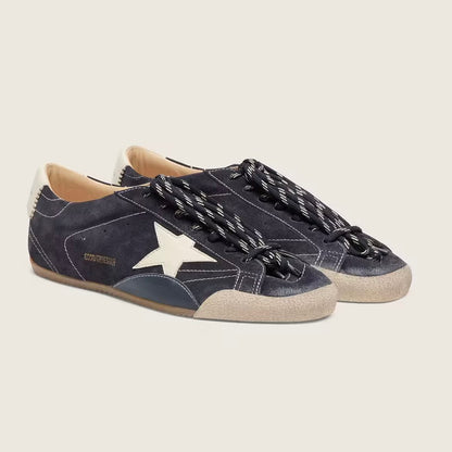 Golden Goose Women's True-Star in dark blue suede with white nappa leather star and heel tab