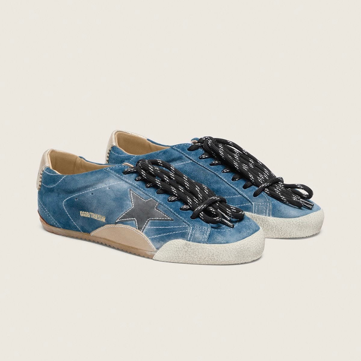 Golden Goose True-Star in teal suede with black star and cream heel tab(Women's)