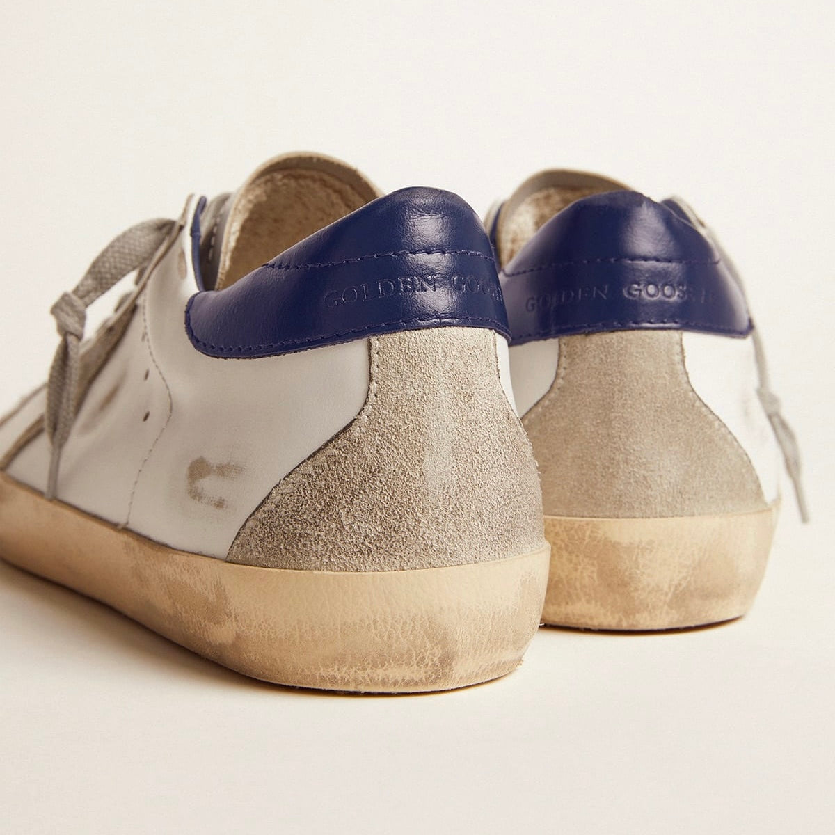 Golden Goose Super-Star – White Royal Blue Grey Suede Patch