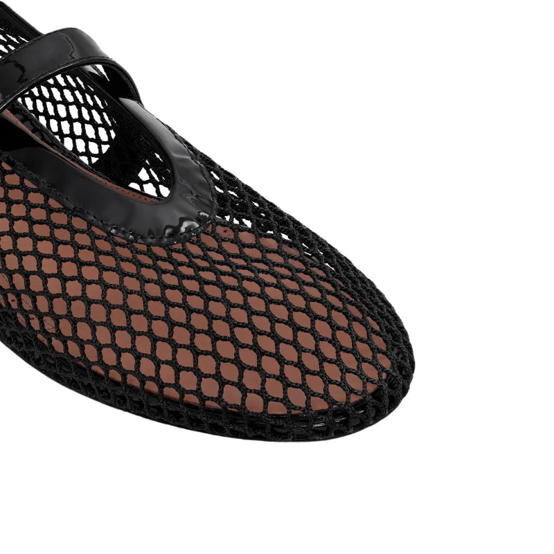 Alaïa Fishnet Ballerina Flats | Black