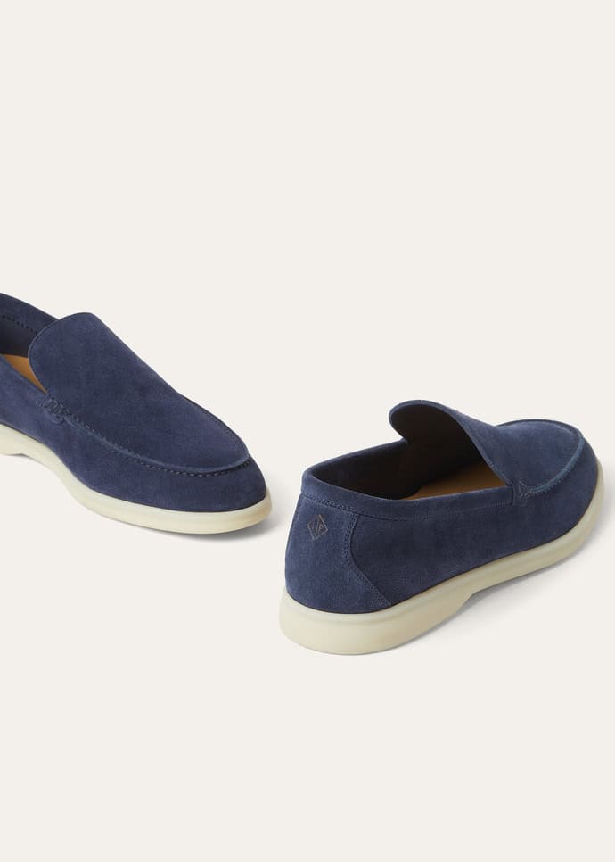 Loro Piana Summer Walk Loafer Suede Dark Deep Sea