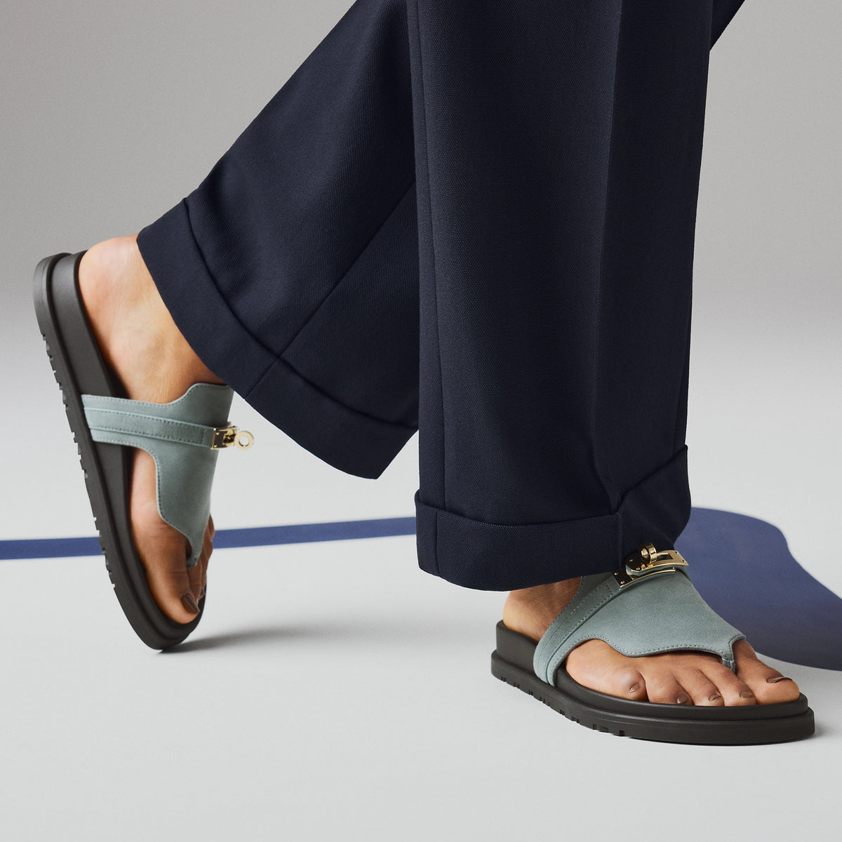 Hermes / Empire sandal Bleu Tonnerre