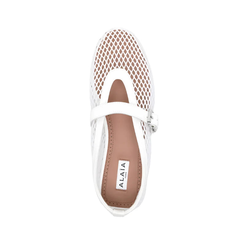 Alaïa Buckle Ballet Flats | White