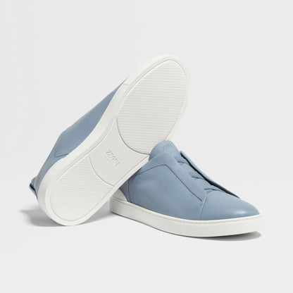 ZEGNA LIGHT BLUE TRIPLE STITCH™ SECONDSKIN SNEAKERS Light Blue