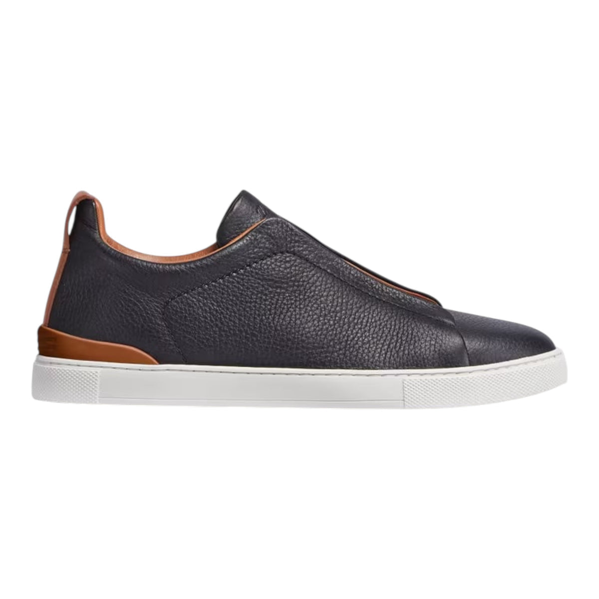 ZEGNA BLACK DEERSKIN TRIPLE STITCH™ SNEAKERS