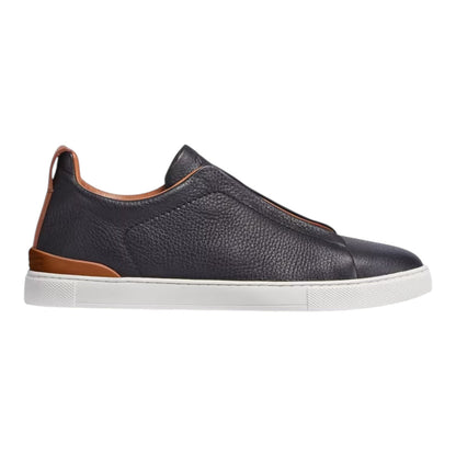 ZEGNA BLACK DEERSKIN TRIPLE STITCH™ SNEAKERS