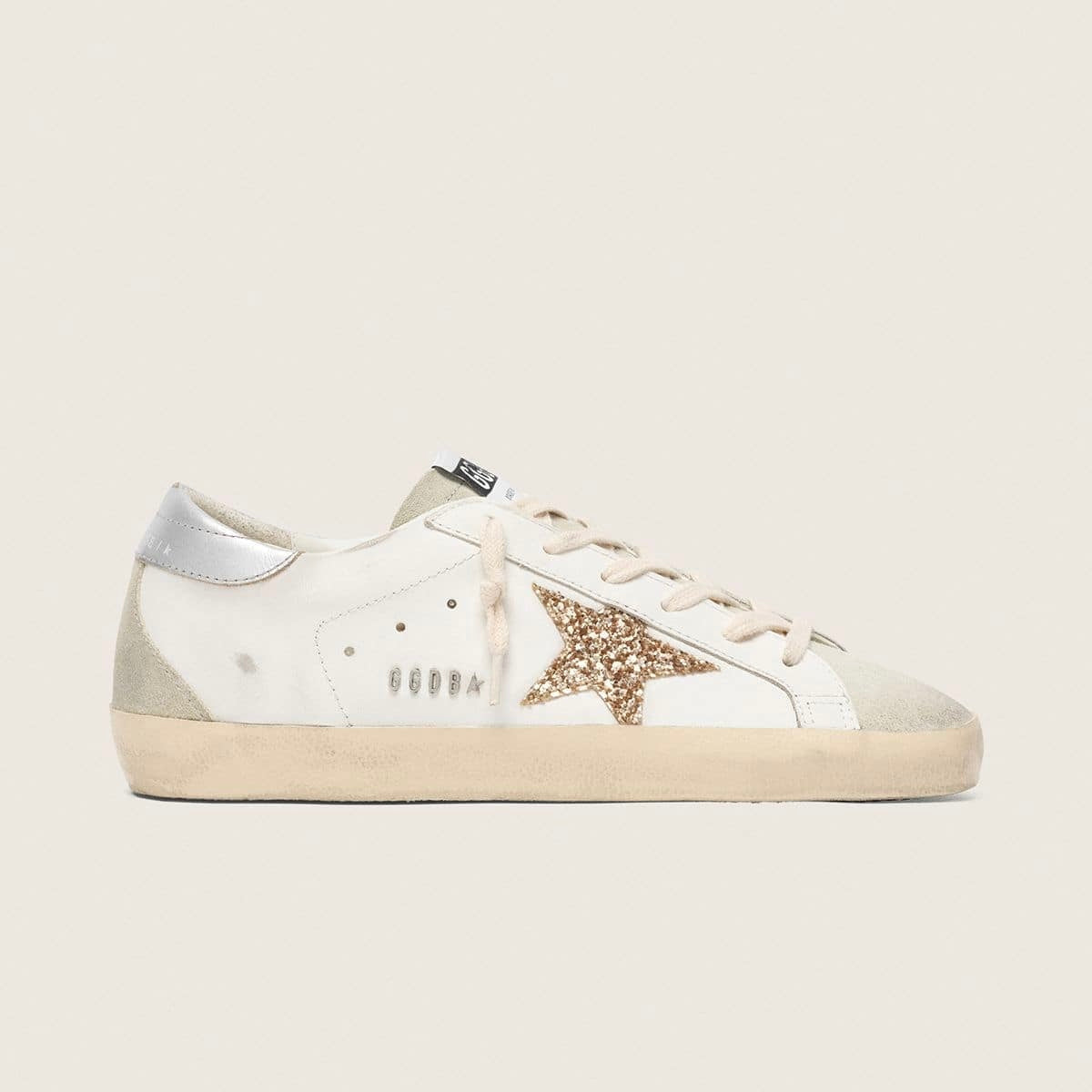 Golden Goose Super-Star – White Ice Gray Gold Glitter