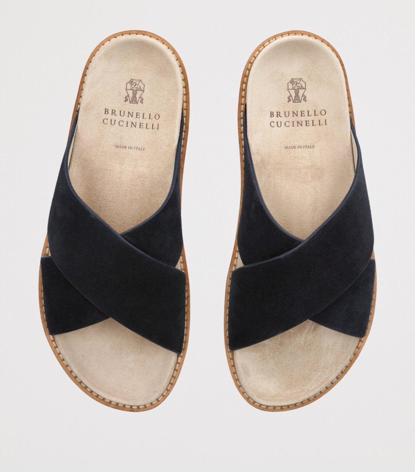 Brunello Cucinelli Black Suede Crossover Sandals