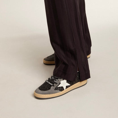 Golden Goose Ball Star in glitter with leather star and metallic leather heel tab(Women's)