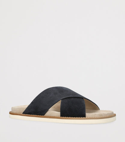 Brunello Cucinelli Black Suede Crossover Sandals