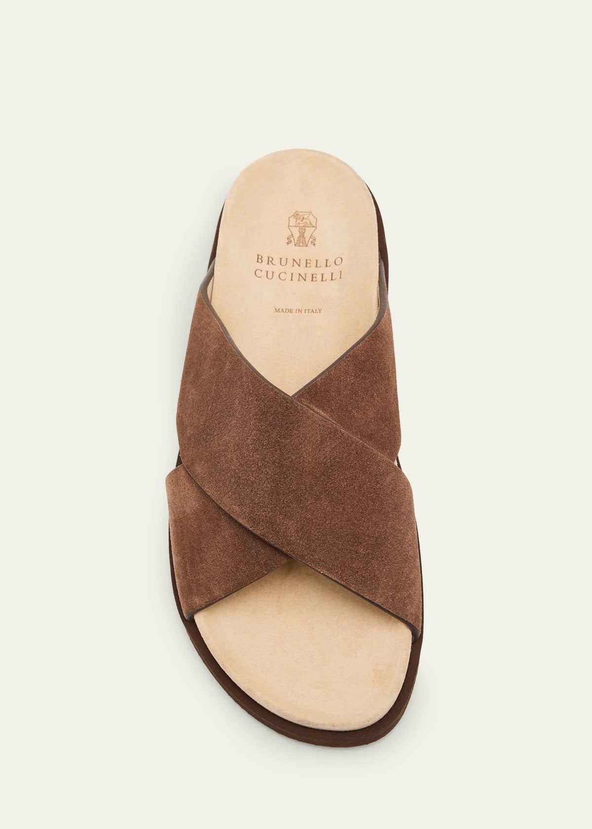 Brunello Cucinelli Brown Suede Crossover Sandals
