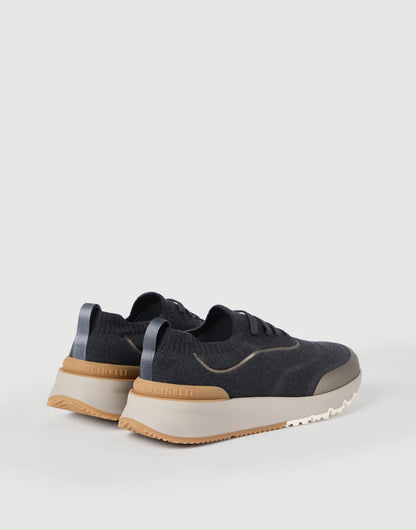 Brunello Cucinelli Techno Cotton Knit Runners With Heat-Bonded Details Night