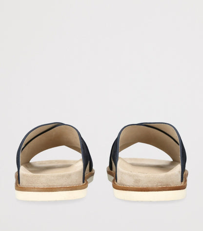 Brunello Cucinelli Black Suede Crossover Sandals