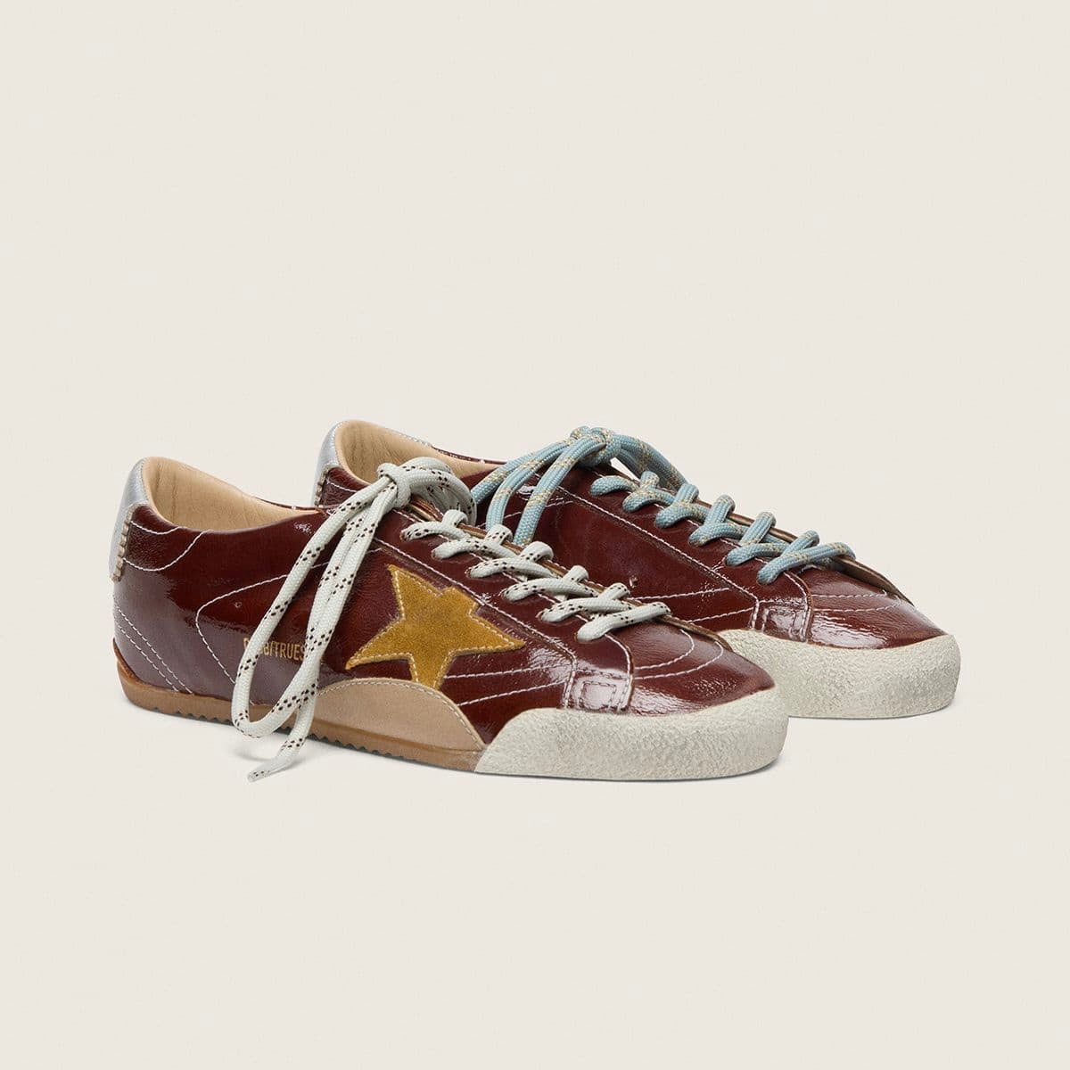Golden Goose True-Star in burgundy naplak with suede star and silver nappa heel tab (Women's)