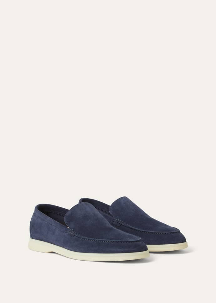 Loro Piana Summer Walk Loafer Suede Dark Deep Sea