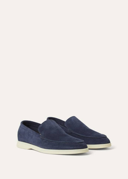 Loro Piana Summer Walk Loafer Suede Dark Deep Sea