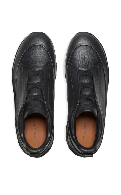 BLACK LEATHER TRIPLE STITCH™ MONTE SNEAKERS