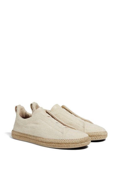 OFF WHITE LINEN AND LEATHER TRIPLE STITCH™ ESPADRILLES